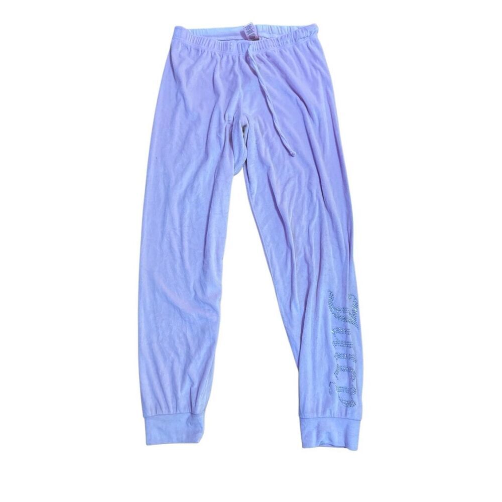 Juicy Couture Womens Light Pink Velour sleep-ware Lounge Pants Sequin “Juicy” Sz
